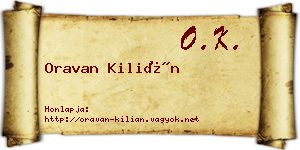 Oravan Kilián névjegykártya